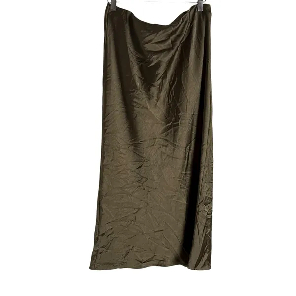 Ripe Lexie Gold Satin Slip Pull On Midi Skirt Maternity Size Large - Image 11