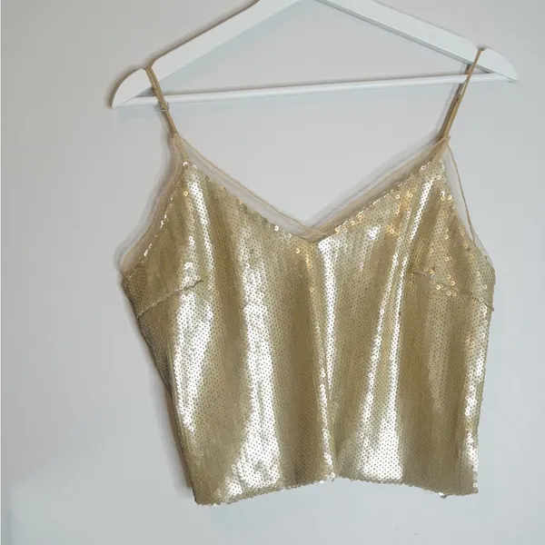 Forever 21 Sequin Crop Top-Gold - Image 4