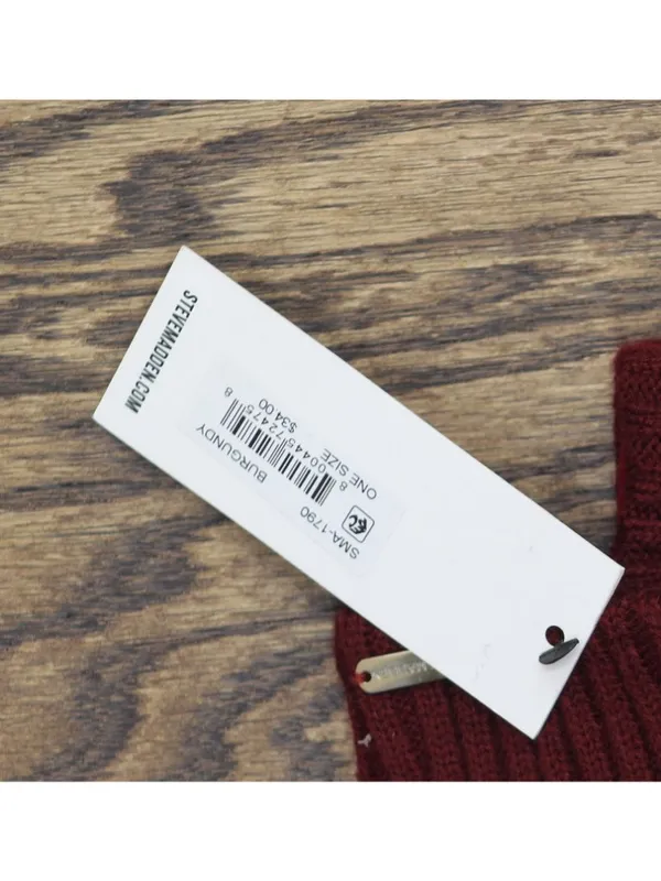 NWT Steve Madden Soft Faux Leather Gloves with Ribbed Knit Cuff Burgundy Red - Image 2