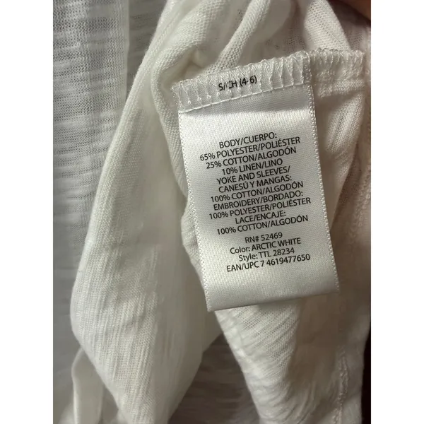Time and Tru Embroidered White Short Sleeve Top size S NEW - Image 8