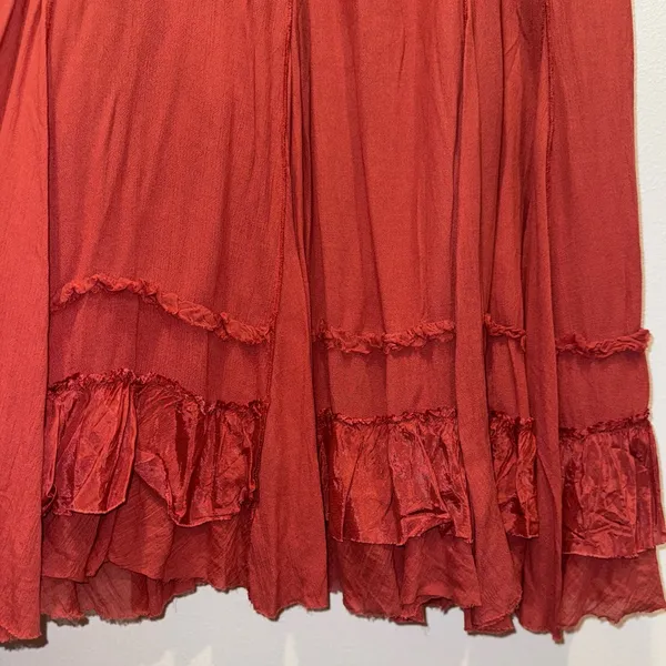 Free People FP One Cypress Ruffle Maxi Skirt Boho Terracotta NWOT L - Image 6