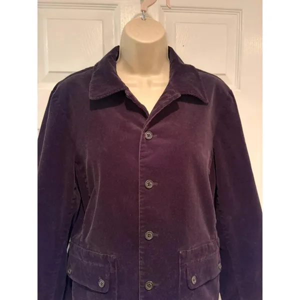 Lauren Ralph Lauren Black Corduroy‎ Jacket Leather Elbow Patches Women Large L - Image 4