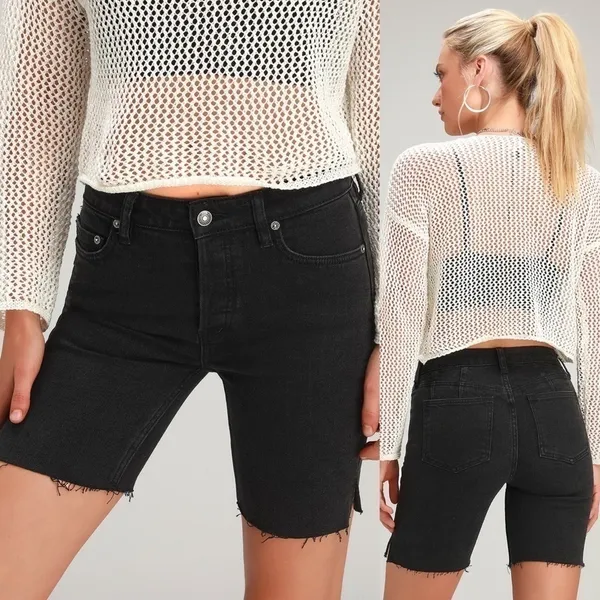 Free People Shorts Avery‎ Denim Black Ash 24 25 NWT - Image 16