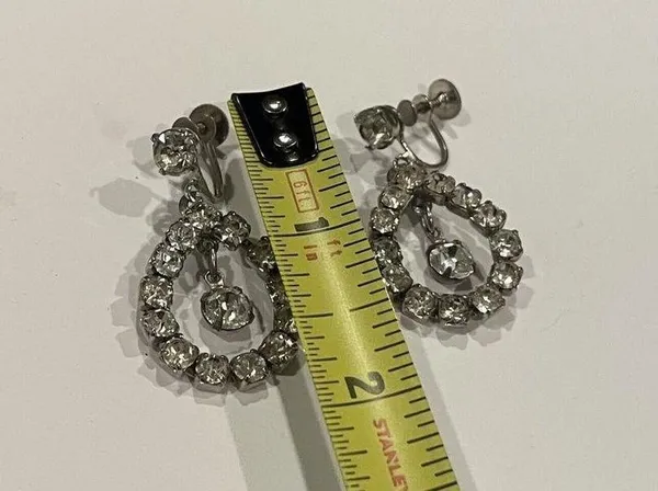 Signed Coro Vintage Silver Tone Screw On Non Pierced Dangle Drop Earrings - Image 7