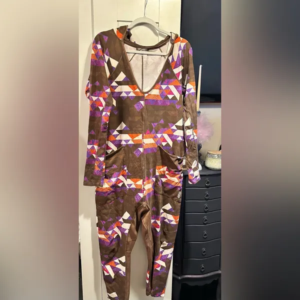 NWOT Free People Movement Hot Shot Long Sleeve Printed Onesie - Delta Geo Combo - Image 9