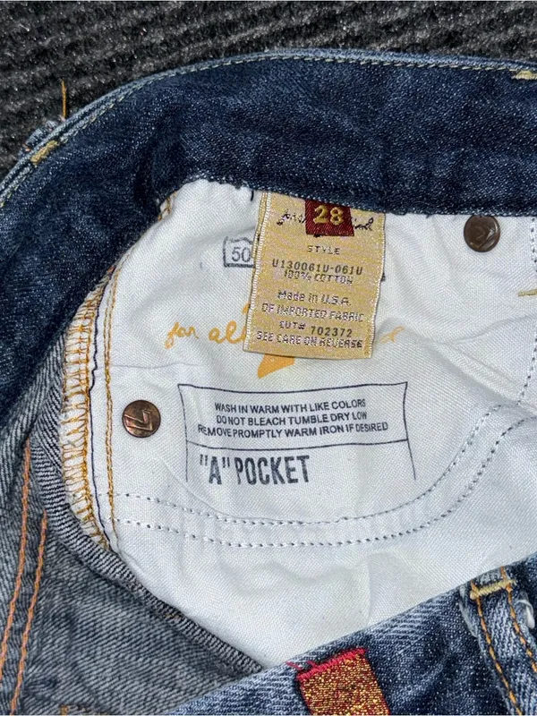 RARE VTG 7 For All Mankind Low Rise Pink Bling "A" Pocket Straight Jeans 28 USA - Image 7