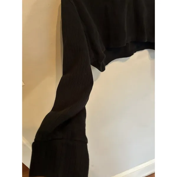 Nike Long Sleeve Black Ribbed Cotton Crop Top Size Large Athleisure Sporty Gym - Image 6