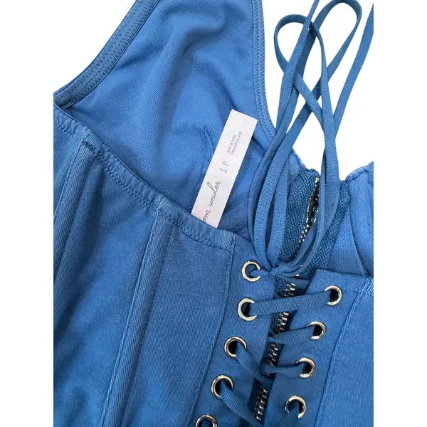 Urban Outfitters Out From Under‎ Hot Stuff Denim Halter Corset Top Blue Sz S - Image 10