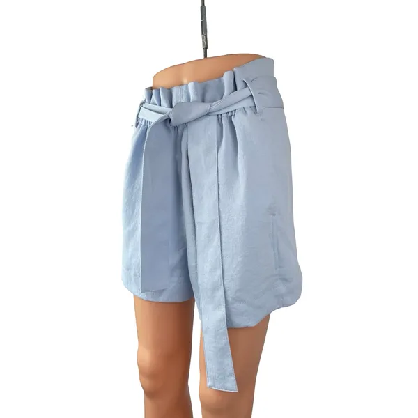 Aritzia Wilfred Women's Blue High Rise Belted Wide Leg Bermuda Paperbag Shorts 4 - Image 2