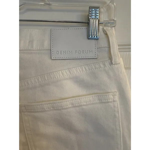 Aritzia Denim Forum Jeans Sz 25x28L Twiggy High Rise Flare White Retro Festival‎ - Image 3
