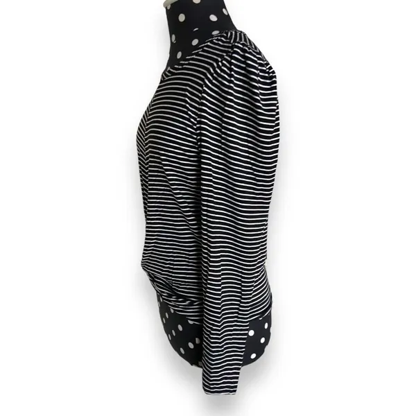 Haute Monde Womens Knit Top Sz S Black White Striped Crossover‎ Bottom NEW - Image 6