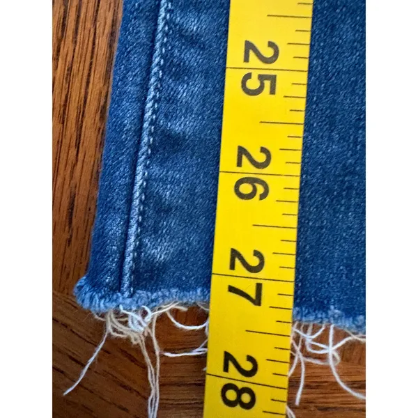 PAIGE Manhattan Bootcut Jeans Womens 29 Blue Raw Hem Frayed Denim - Image 2