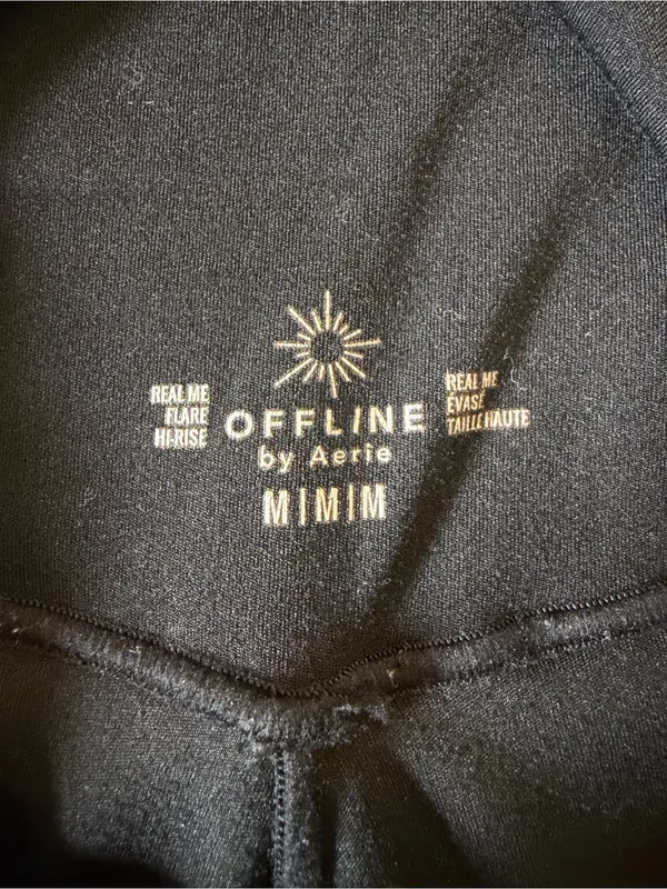 OFFLINE By Aerie Real Me High Waisted Crossover Flare Legging. Black. Medium. - Image 9