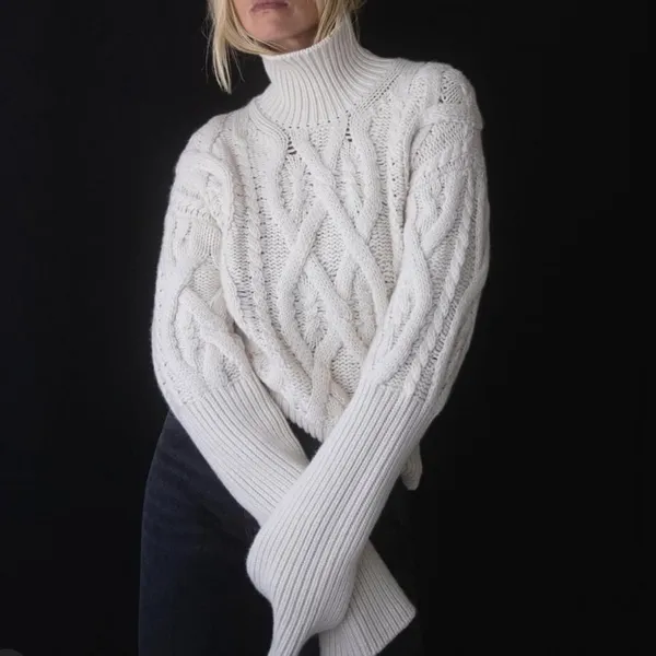 Citizens of Humanity Zola Aran Cable-Knit Chunky Turtleneck Sweater Sz XS/S - Image 5
