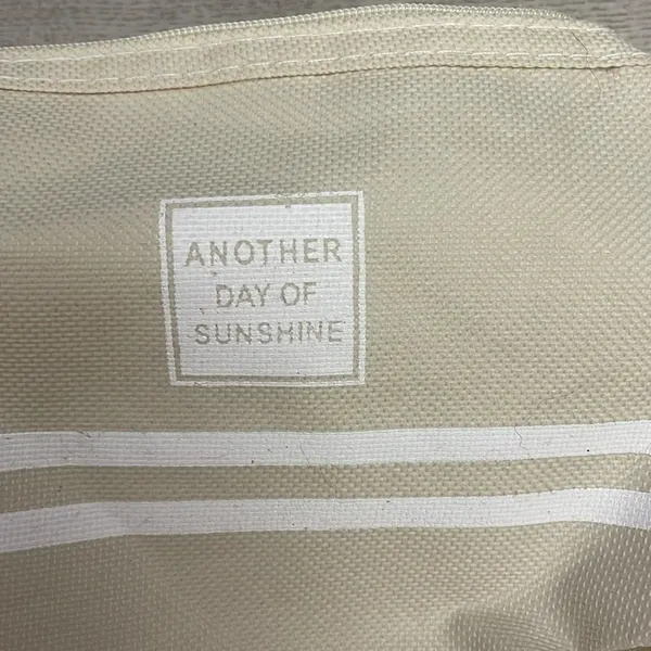 Tan & White Double Zip Small Travel Bag 5" X 7" - Image 2