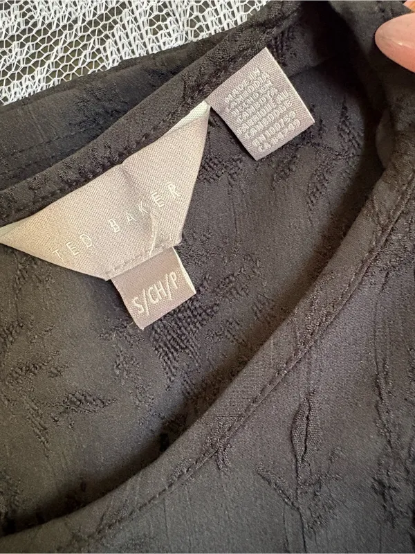 Ted Baker Black Textured Short Sleeve Top - Image 2