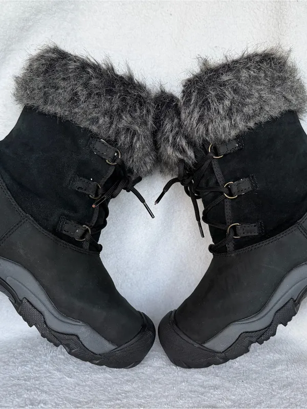 KEEN Helena Women's Waterproof Insulated Leather Boots Faux Fur Lace Up Size 7 - Image 4