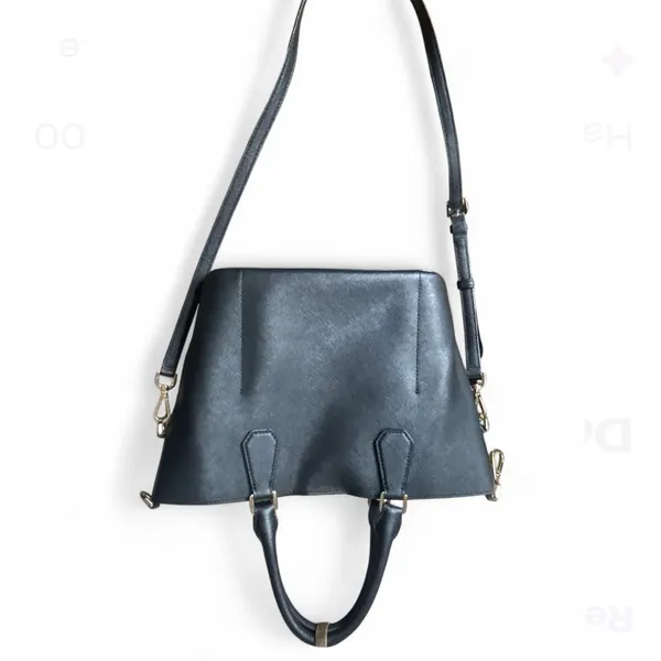 Michael Kors Saffiano Leather Greenwich Grab Bag Satchel Purse-long strap black - Image 4