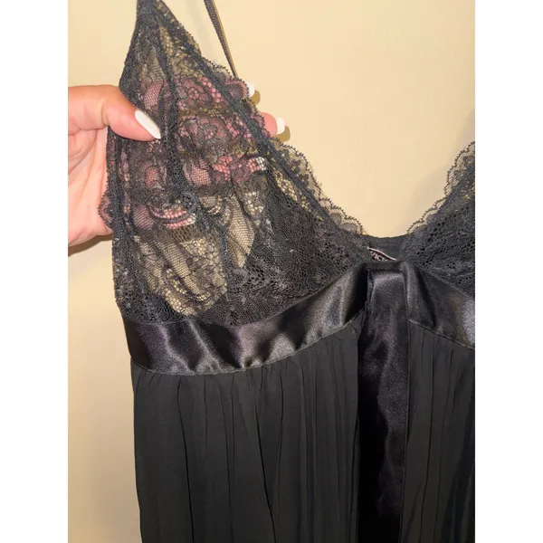 Victoria's Secret Black Lace Pleated Babydoll Chemise Lingerie XL Dark Romance - Image 3