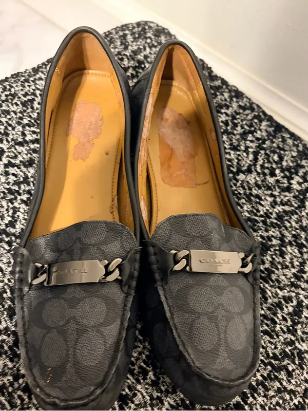 Coach Black Signature Canvas Loafers with Metal Accent - Image 3