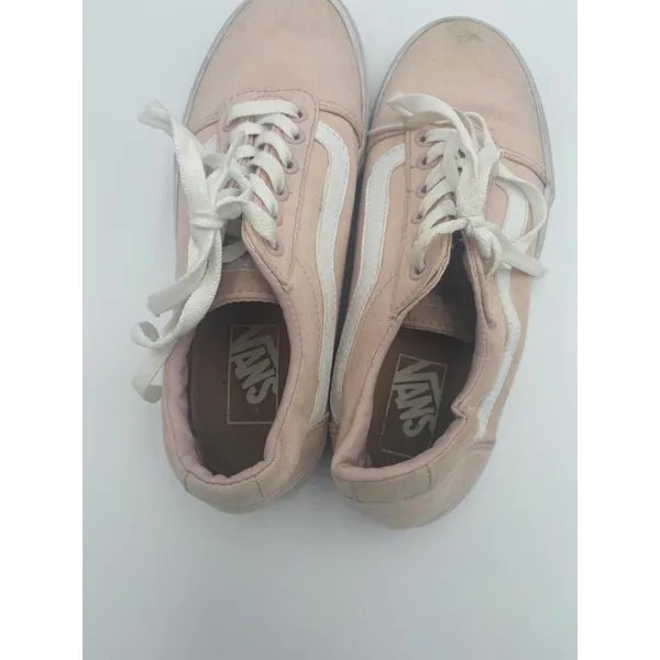 Vans Old Skool Pink and White Womans 7.5 Sneakers Low Top Side Striped Signature - Image 7