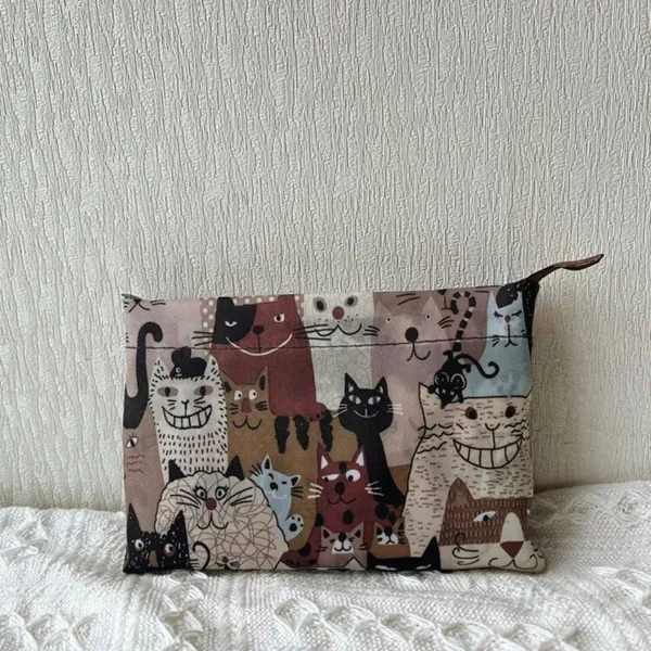Cat Pattern Portable Reusable Shopping / Grocery Bag Brown - Image 13