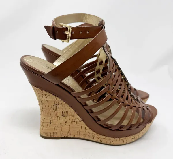 Guess Mabbel Brown Woven Wedge Sandals Size 8.5 - Image 3