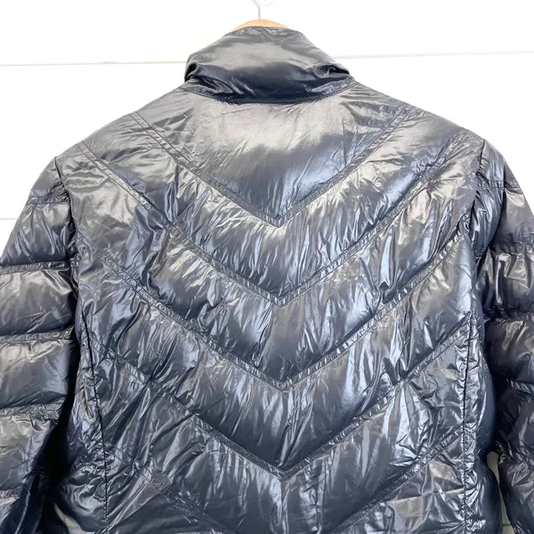Calvin Klein Womens M Packable Down Quilted‎ Puffer Jacket Full Zip Black Travel - Image 4