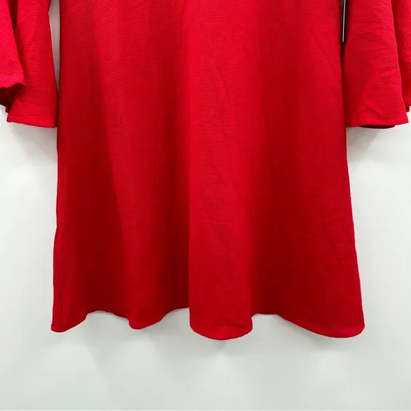 Lulus‎ Center of Attend Red Flounce 3/4 Bell Sleeve Mini Dress Size M - Image 5