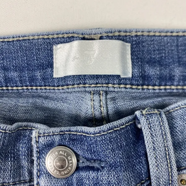 7‎ For All Mankind Josefina Jeans Womens 28 Blue Boyfriend Distressed Raw Hem - Image 6