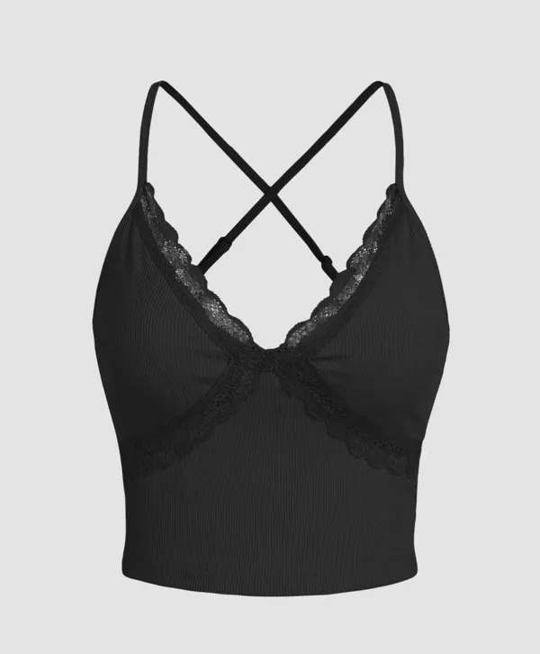 Cider Solid Lace Trim Cami Top - Image 3