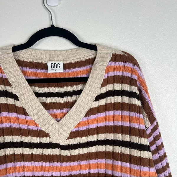 Urban‎ Outfitters BDG Mixed Stripe V Neck Sweater - Image 4