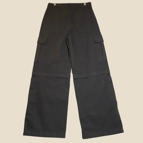Pretty‎ Damage Cargo Pants Women's Medium Black Wide Leg Grommet Goth Grunge NWT - Image 2