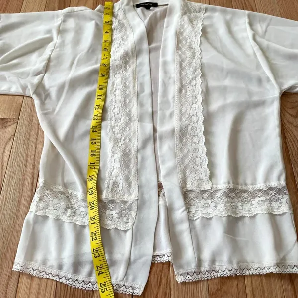 White Lace Sheer Kimono Cardigan Womens Small Prairie Victorian - Image 5