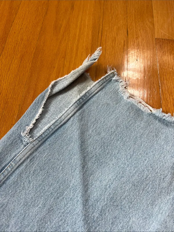 Zara 100% cotton wide leg raw split hem jeans - Image 6
