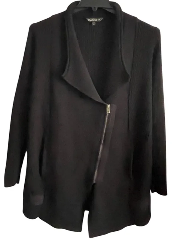 Athleta Sentinel Sweater Charcoal Asymmetrical Zip Knit Sweater Jacket - Image 2