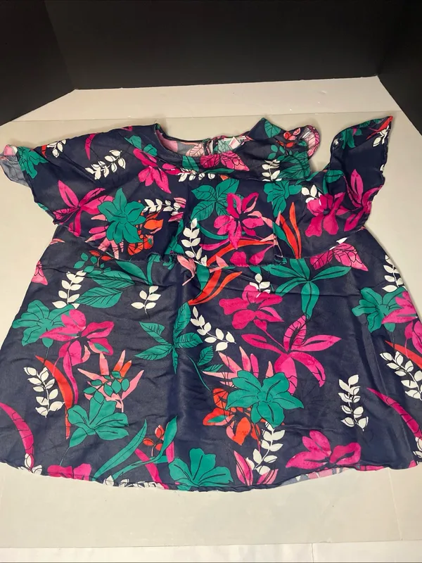 Isabel Maternity by Ingrid & Isabel Womens Floral Shirt Blouse Open Shoulder L - Image 2