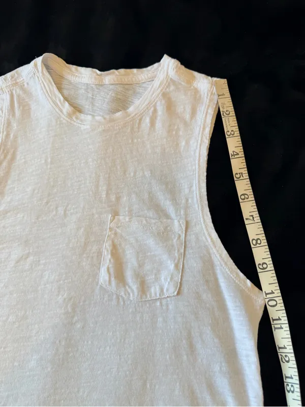 Vuori Sunset tank top, low cut arm hole, slub cotton, white, size XS - Image 6