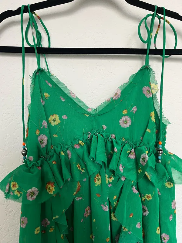 Floral summer dress short Green - Image 2