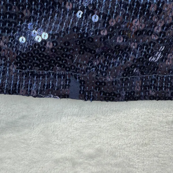 Free People Sequin Top‎ Party Blouse Sparkly Navy Blue Short Sleeve XS READ - Image 2