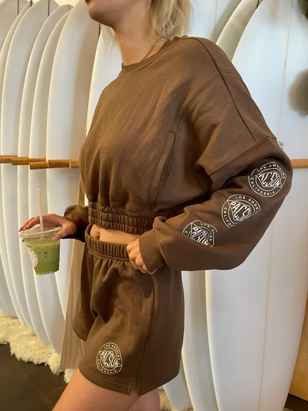 PacSun Brown Shorts And Cropped Sweater Set - Image 2
