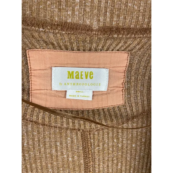Maeve by Anthropologie Ribbed Open Front Cardigan Brown Dolman Sleeve Small - Image 4