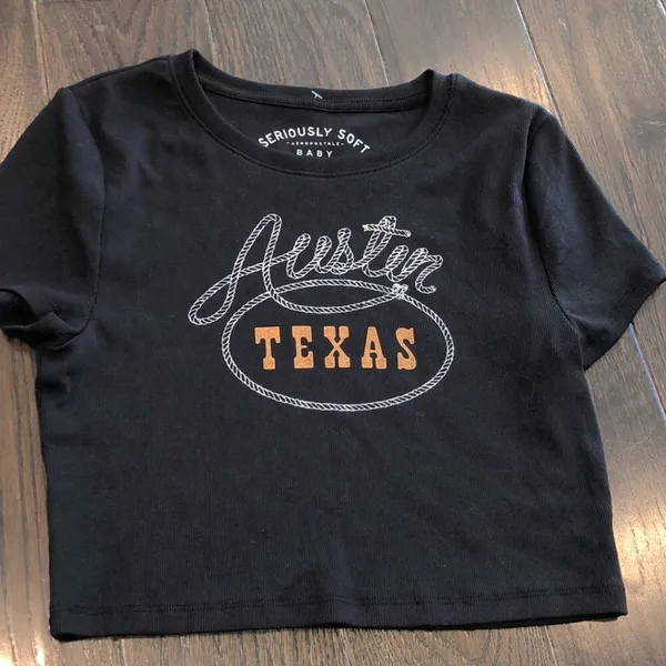 AEROPOSTALE baby tee Austin Texas graphic T-shirt cropped size large - Image 4