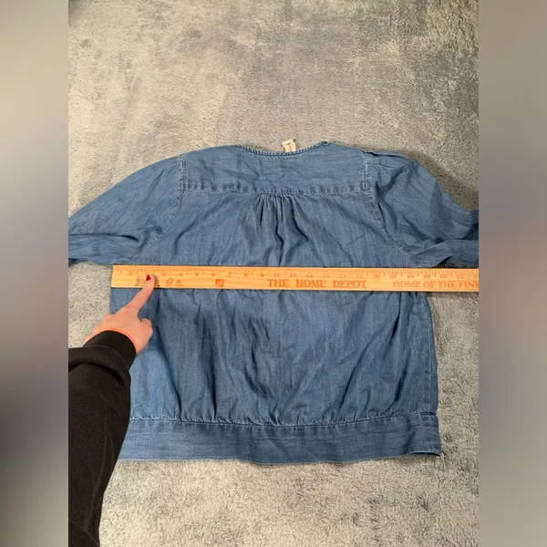 Madewell Blue Denim Wrap Blouse medium - Image 10