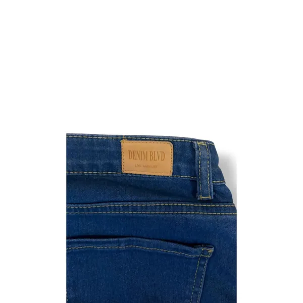 Denim BLVD Dark Wash Stretch Denim Mini Skirt Frayed Hem Y2K Size Large - Image 9