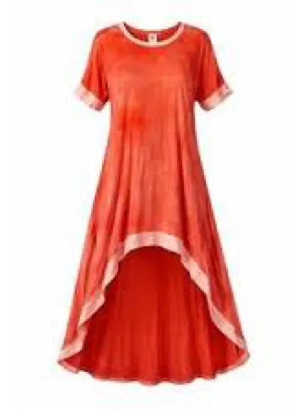 Anthropologie LILKA High Low Coral Orange Maxi Dress M/L Rayon - Image 2