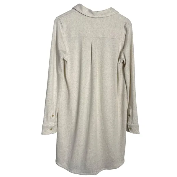 Faherty Legend White Oatmeal Long Sleeve Button Up Sweater Shirt Mini Dress M - Image 11