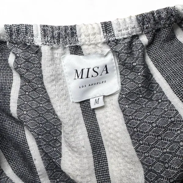 NEW MISA Los Angeles Lunna Grey White Vertical Stripe Crop Tube Top — MEDIUM - Image 2