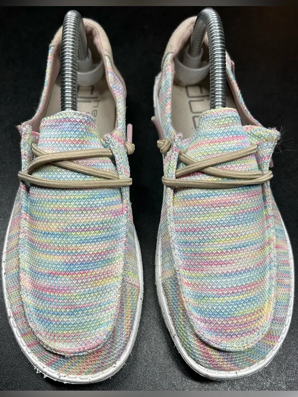 Hey Dude Women’s Size 9 Wendy Sox Rainbow Aurora White Slip On Shoe - Image 3