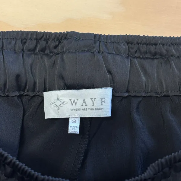 WAYF Harbour Cargo Jogger Pants‎ Black Satin Small High Waist Lightweight - Image 8